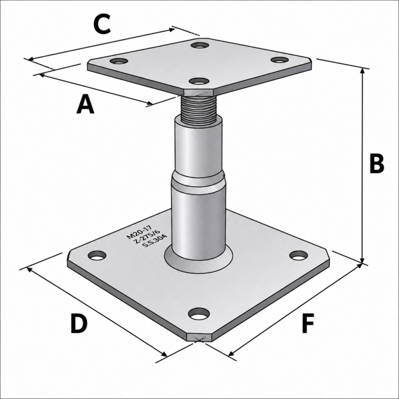 Simpson Adjustable Elevated Post Base 100mm - 150mm